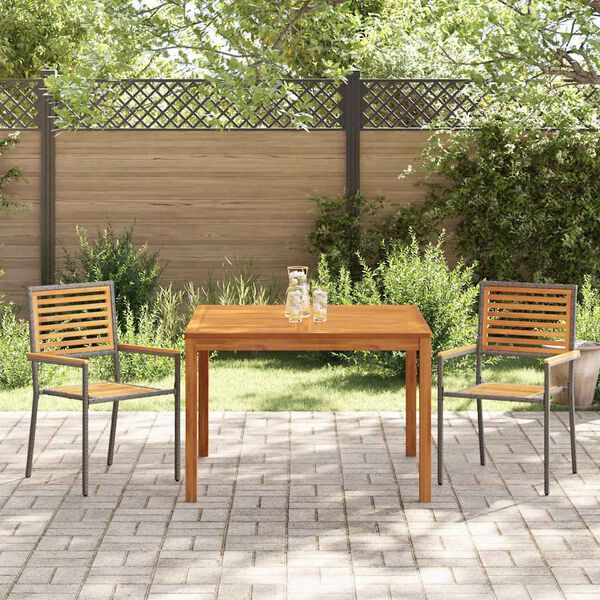 vidaXL Garten Essgruppe 3 pcs Grau Massivholz Akazie