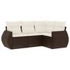 vidaXL 4-tlg. Garten-Sofagarnitur mit Kissen Braun Poly Rattan