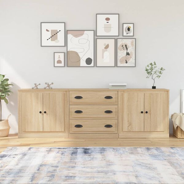 vidaXL Sideboards 3 Stk. Sonoma-Eiche Holzwerkstoff