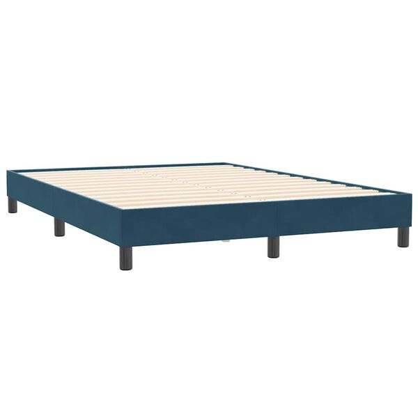 vidaXL Boxspringbett mit Matratze Dunkelblau 140x210 cm Samt