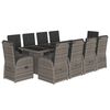 vidaXL 11-tlg. Garten-Essgruppe mit Kissen Grau Poly Rattan