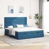 vidaXL Ottoman-Bett mit Matratzen & LEDs Dunkelblau 180x200 cm Samt