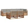 vidaXL Outdoor-Sofagarnitur mit Kissen 7 pcs Nat&uuml;rlich und Hellgrau