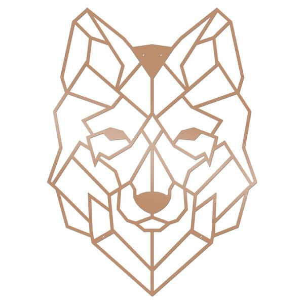Homemania Wanddekoration Wolf 41x57 cm Stahl Kupfer