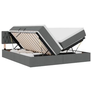 vidaXL Bett mit LED-Lichtleisten Dunkelgrau 180 x 200 cm Stoff