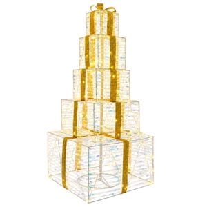 vidaXL Weihnachts-LED-Geschenkbox-Stapel 250 LEDs Warmes Wei&szlig;