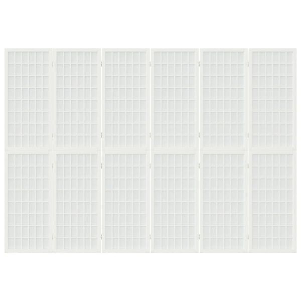 vidaXL 6-tlg. Paravent Japanischer Stil Faltbar 240x170 cm Wei&szlig;