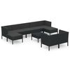 vidaXL 10-tlg. Garten-Lounge-Set mit Auflagen Poly Rattan Schwarz