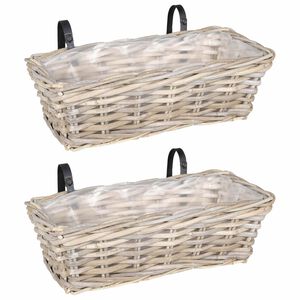 vidaXL H&auml;ngender Blumentopf Korb GENDT 2 stk. Nat&uuml;rliches Grau