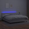 vidaXL Boxspringbett mit Matratze & LED Wei&szlig; 160x200 cm Kunstleder