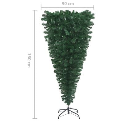 vidaXL Künstlicher Weihnachtsbaum Kopfüber mit LEDs & Kugeln 180 cm