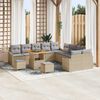 vidaXL Gartensofa-set mit Kissen 13 pcs Beige Poly-Rattan