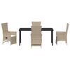 vidaXL Garten Essgruppe mit Kissen 5 pcs Beige Poly-Rattan