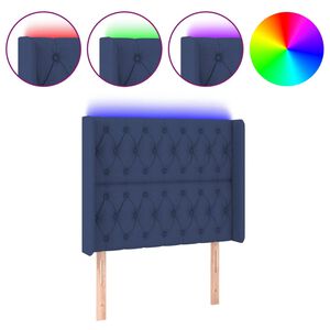 vidaXL LED Kopfteil Blau 103x16x118/128 cm Stoff