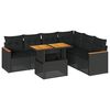 vidaXL 7-tlg. Garten-Sofagarnitur mit Kissen Schwarz Poly Rattan