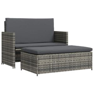 vidaXL 2-tlg. Garten-Lounge-Set mit Auflagen Poly Rattan Grau