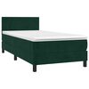 vidaXL Boxspringbett mit Matratze Dunkelgr&uuml;n 90x200 cm Samt