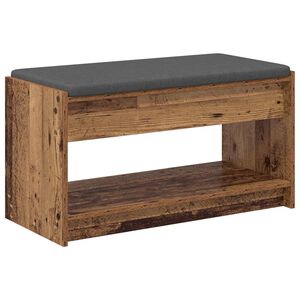 vidaXL Flurbank mit Kissen mit Regal Altholz 83 x 38 x 45 cm