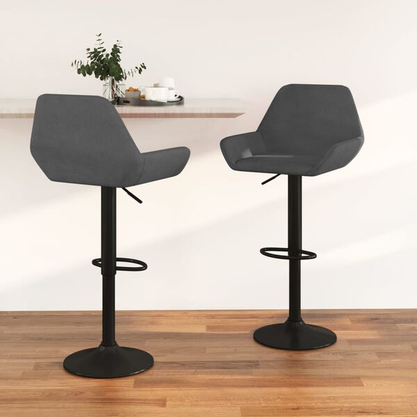 vidaXL Barhocker 2 Stk. Dunkelgrau Samt
