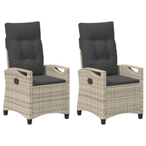 vidaXL Gartenstuhl 2 Stk. Hellgrau und Dunkelgrau Stahl und Polyester