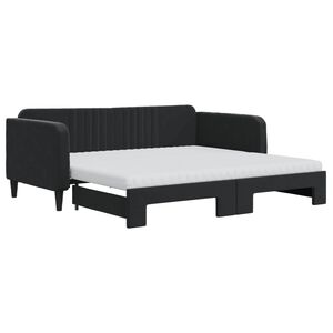 vidaXL Tagesbett Ausziehbar mit Matratzen Schwarz 90x190 cm Samt