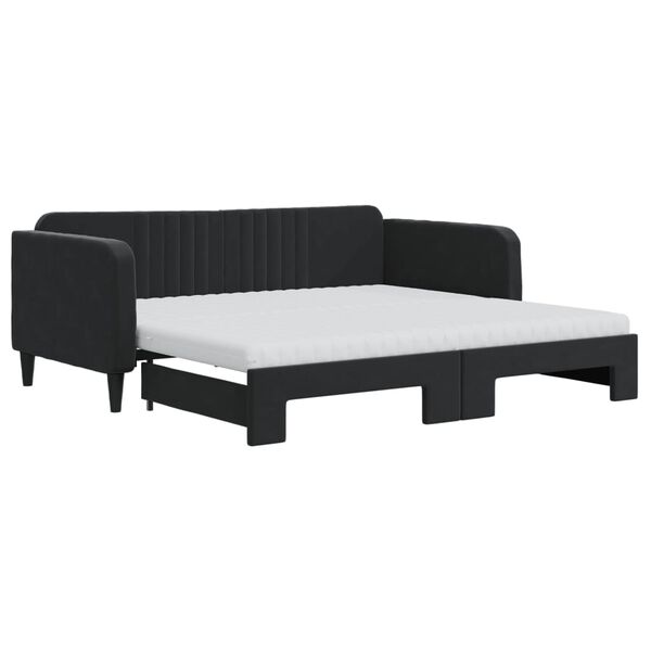 vidaXL Tagesbett Ausziehbar mit Matratzen Schwarz 90x190 cm Samt