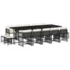 vidaXL 15-tlg. Garten-Essgruppe mit Kissen Schwarz Poly Rattan