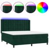 vidaXL Boxspringbett mit Matratze & LED Dunkelgr&uuml;n 160x200 cm Samt