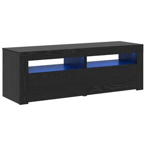 vidaXL TV-Schrank mit LED-Leuchten Schwarz Eichen-Optik 120x35x40 cm