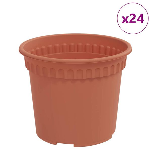 vidaXL Runder Blumentopf 24 pcs Ziegelrot &Oslash; 12,5 x 10 cm Kunststoff