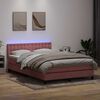 vidaXL Boxspringbett mit Matratze & LED Rosa 160x220 cm Samt