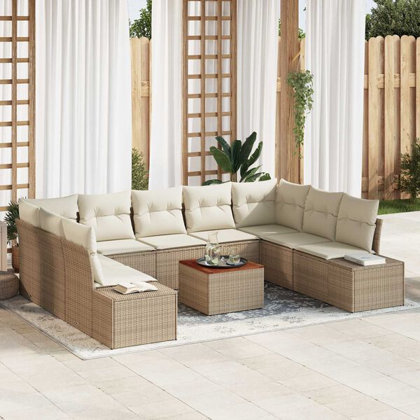 vidaXL Garten-Sofa-Set 10 pcs Beige und Weiß