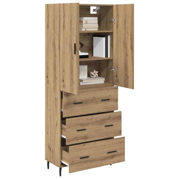 vidaXL Highboard 2 pcs Artisan-Eiche Engineered Wood und Glas