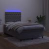 vidaXL Boxspringbett mit Matratze & LED Dunkelgrau 120x190 cm Samt