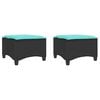 vidaXL Gartenhocker mit Kissen 2 Stk. Schwarz 55x55x36 cm Poly Rattan