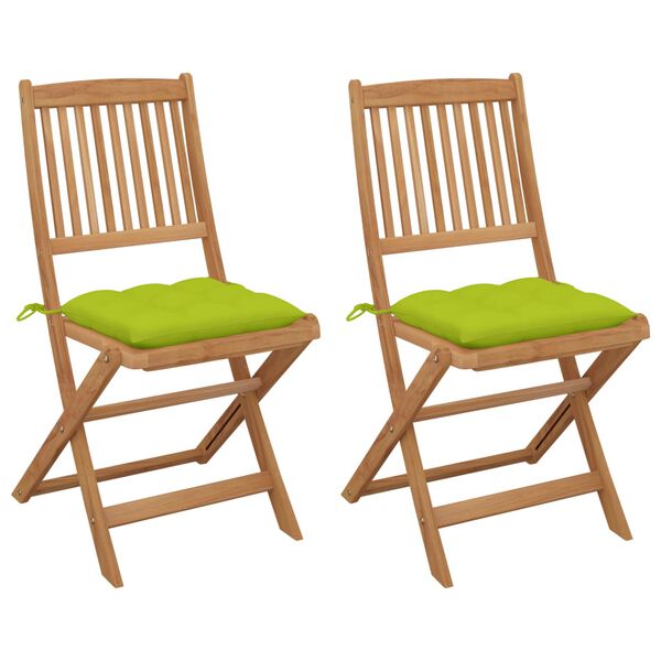 vidaXL Klappbare Gartenst&uuml;hle 2 Stk. mit Kissen Massivholz Akazie