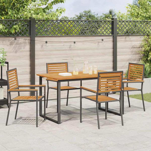 vidaXL Garten Essgruppe 5 pcs Schwarz Massivholz Akazie