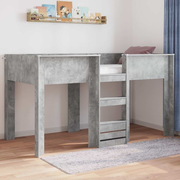 vidaXL Etagenbett f&uuml;r Kinder Beton Grau 100 x 200 cm Holzwerkstoff