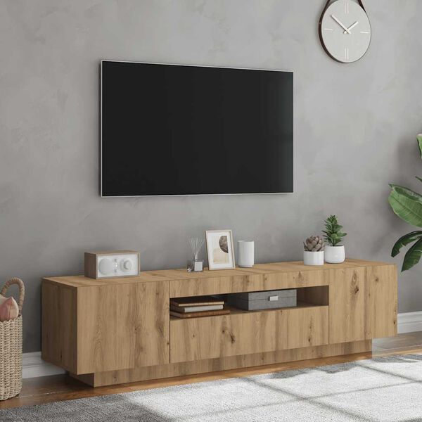 vidaXL TV-Schrank mit LED-Leuchten Artisan-Eiche 160x35x40 cm