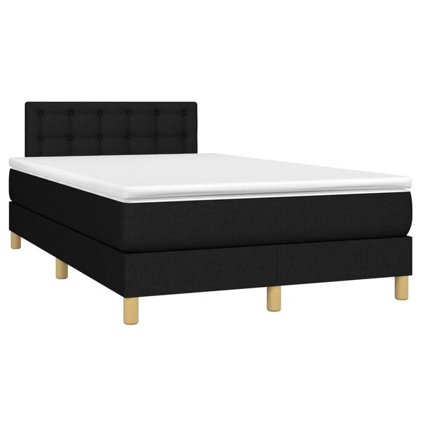 vidaXL Boxspringbett mit Matratze & LED Schwarz 120x190 cm Stoff
