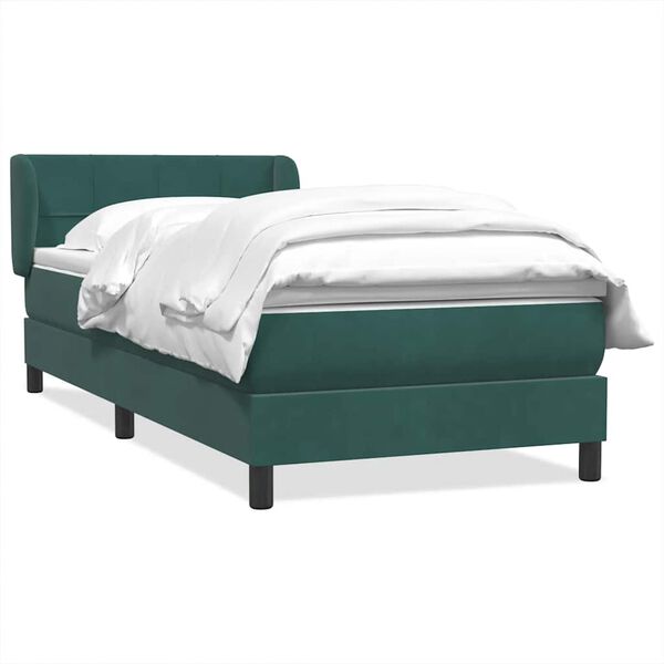 vidaXL Boxspringbett mit Matratze Dunkelgr&uuml;n 90x220 cm Samt