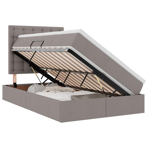 vidaXL Bett mit Stauraum und LED Taupe 120 x 200 cm Polyester