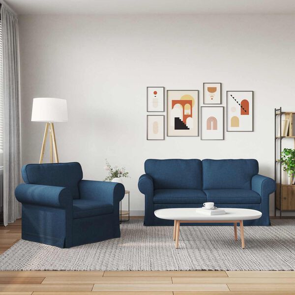 vidaXL Sofa 140cm 2 pcs Blau Metall
