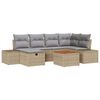 vidaXL Gartensofa-set mit Kissen mit Speicher 7 pcs Beige Poly Rattan
