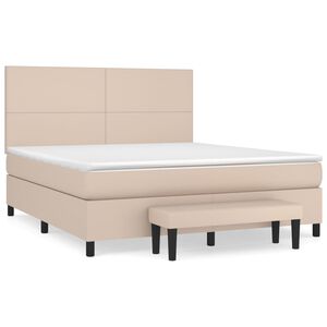 vidaXL Boxspringbett Matratze Cappuccino-Braun 160x200 cm Kunstleder