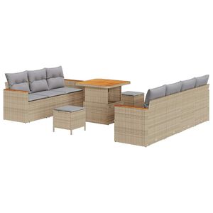vidaXL Gartensofa-set mit Kissen 14 pcs Beige und Hellgrau Poly-Rattan