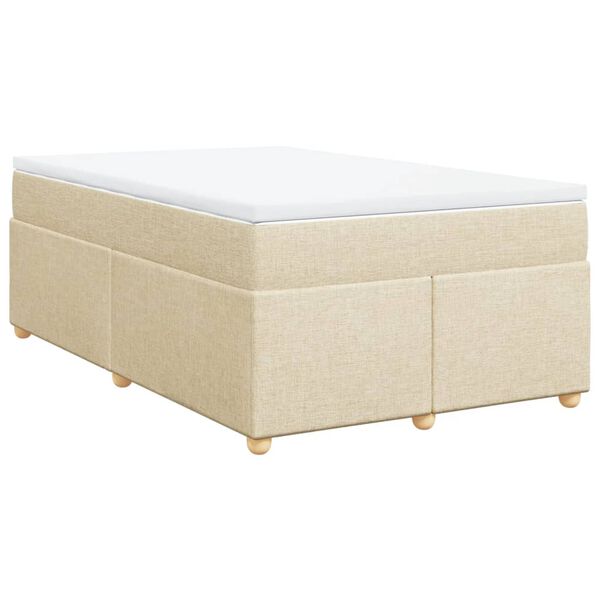 vidaXL Boxspringbett mit Matratze Creme 120x200 cm Stoff