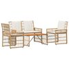 vidaXL Gartenm&ouml;bel Set 4 pcs Nat&uuml;rlich und Cremwei&szlig;