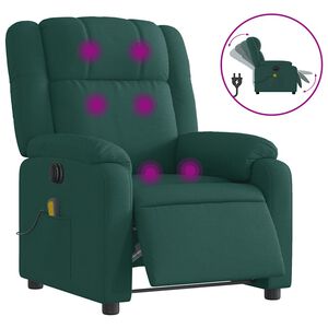 vidaXL Massagesessel Elektrisch Dunkelgr&uuml;n Stoff