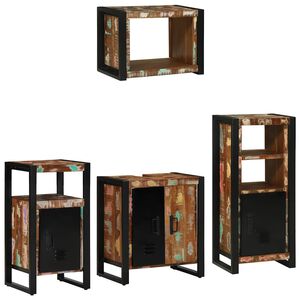 vidaXL Badezimmerm&ouml;bel-Set 4 Stk. Mehrfarbig und Schwarz